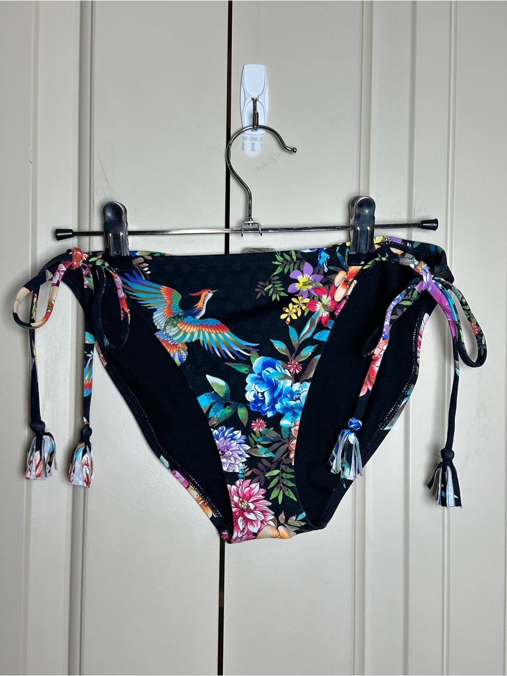 Johnny Was Peacock Low Rise Bikini Bottom Self Tie Sides Floral Print Size Small - Picture 2 of 11